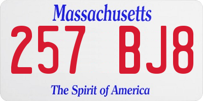 MA license plate 257BJ8