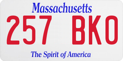MA license plate 257BK0