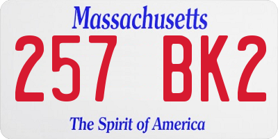 MA license plate 257BK2