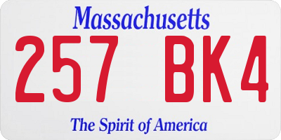 MA license plate 257BK4
