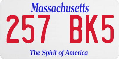 MA license plate 257BK5