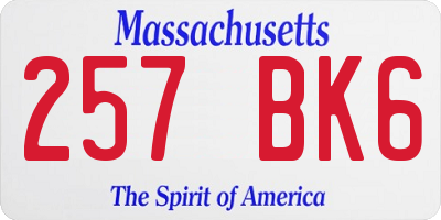 MA license plate 257BK6