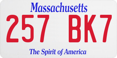 MA license plate 257BK7