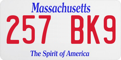 MA license plate 257BK9