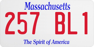 MA license plate 257BL1