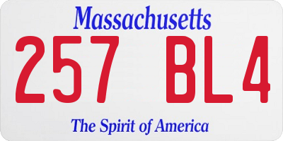 MA license plate 257BL4