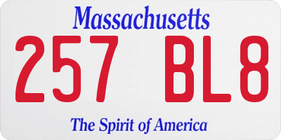 MA license plate 257BL8