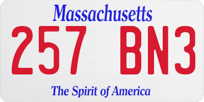 MA license plate 257BN3