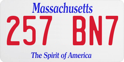 MA license plate 257BN7