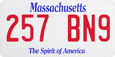 MA license plate 257BN9
