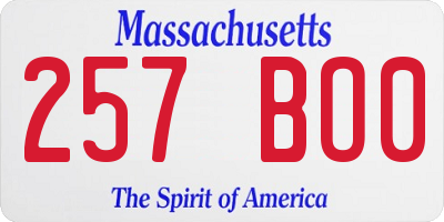 MA license plate 257BO0