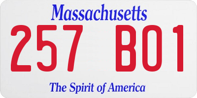 MA license plate 257BO1
