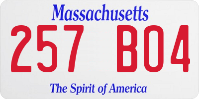 MA license plate 257BO4
