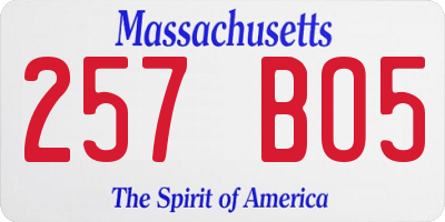 MA license plate 257BO5