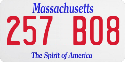 MA license plate 257BO8