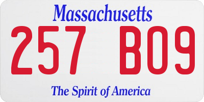 MA license plate 257BO9