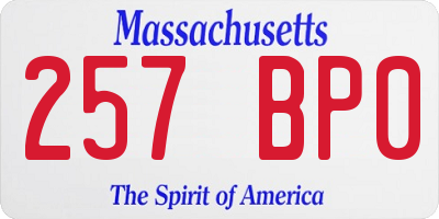 MA license plate 257BP0