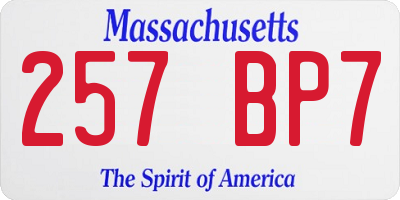 MA license plate 257BP7