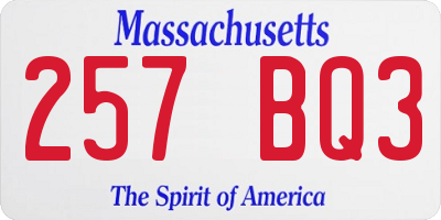 MA license plate 257BQ3