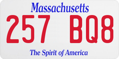 MA license plate 257BQ8