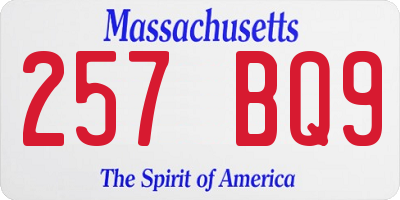 MA license plate 257BQ9