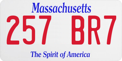 MA license plate 257BR7