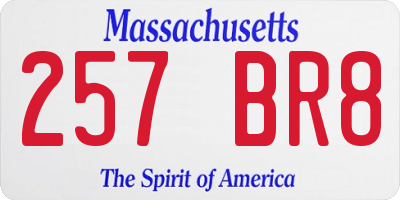 MA license plate 257BR8
