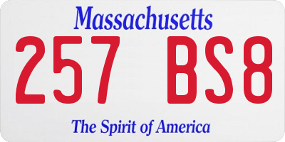 MA license plate 257BS8