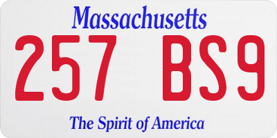 MA license plate 257BS9