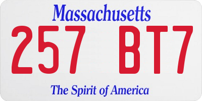 MA license plate 257BT7