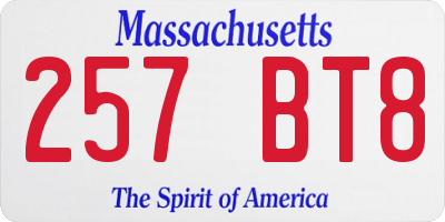 MA license plate 257BT8