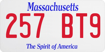 MA license plate 257BT9