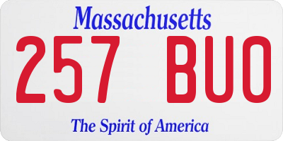 MA license plate 257BU0