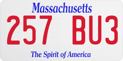 MA license plate 257BU3