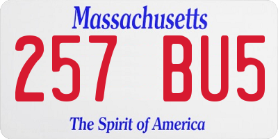 MA license plate 257BU5