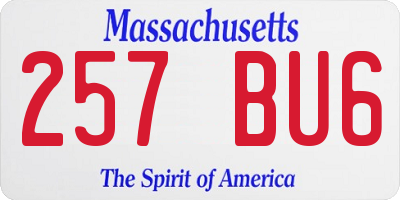 MA license plate 257BU6