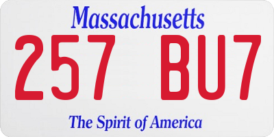 MA license plate 257BU7