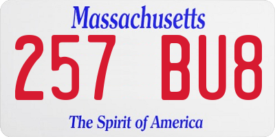 MA license plate 257BU8