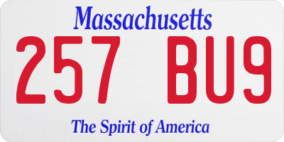 MA license plate 257BU9