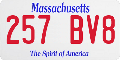 MA license plate 257BV8