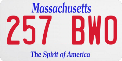 MA license plate 257BW0