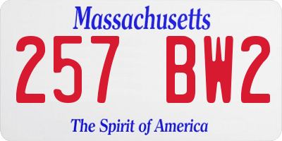 MA license plate 257BW2