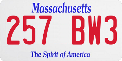 MA license plate 257BW3