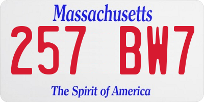 MA license plate 257BW7