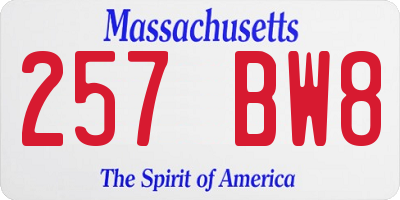 MA license plate 257BW8