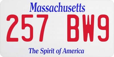 MA license plate 257BW9