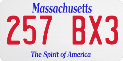 MA license plate 257BX3