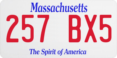 MA license plate 257BX5