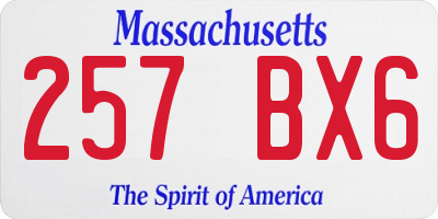 MA license plate 257BX6