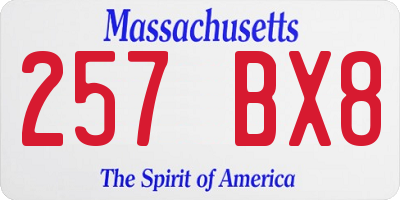 MA license plate 257BX8